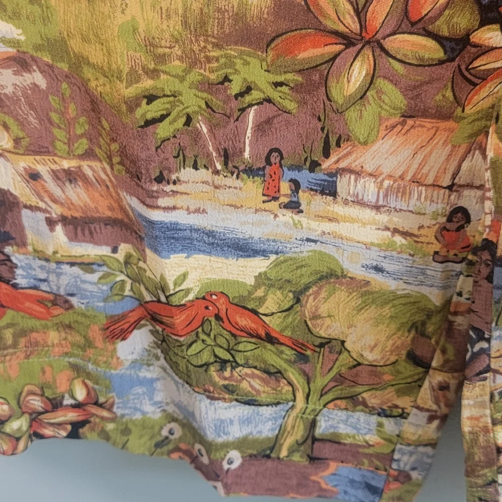 Vintage Line Two Troical Hawaiian African Womens Capri Pullon Pants Size Large‎